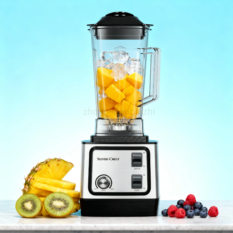 H8b91560dbbbf4dd9ac988e0390dbc4cbc 2 in 1 Heavy Duty Commercial Kitchen Fresh Fruit Juicer Electrical Silver crest Smoothie Mixer Blender - Image 1