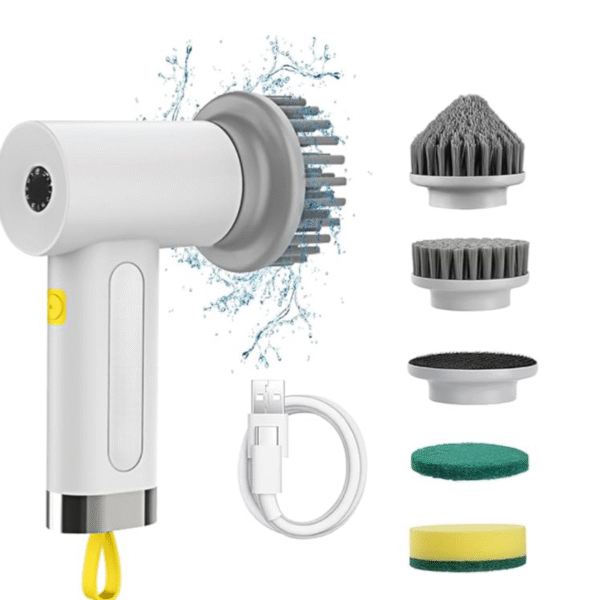 Electric Spin Scrubber 5-in-1 USB Rechargeable Kitchen Bathtub Tile Cleaning Dishwashing Brush
